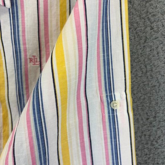 Ralph Lauren Linen Top 2X Lagenlook Beachy Preppy Natural Stripe Boxy Roomy LRL - Picture 6 of 13